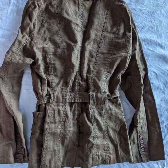 Part Two brown linen sz 8 fall jacket - Picture 2 of 3